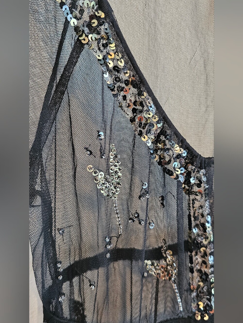 Free People Sequined Elephant Sheer Mini Dress Y2k Size 6 Festival Style - Picture 5 of 8